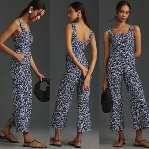 Maeve The Portside Button Front Jumpsuit Colette Blue Floral